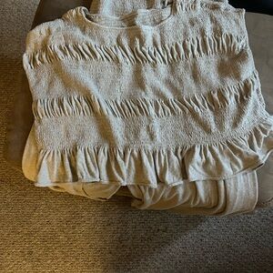 Free People Ruffled Beige Top w/ matching pants